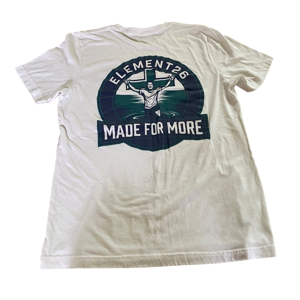 Element 26 Made For More White Graphic T-Shirt Mens Large Christian Cross Tee